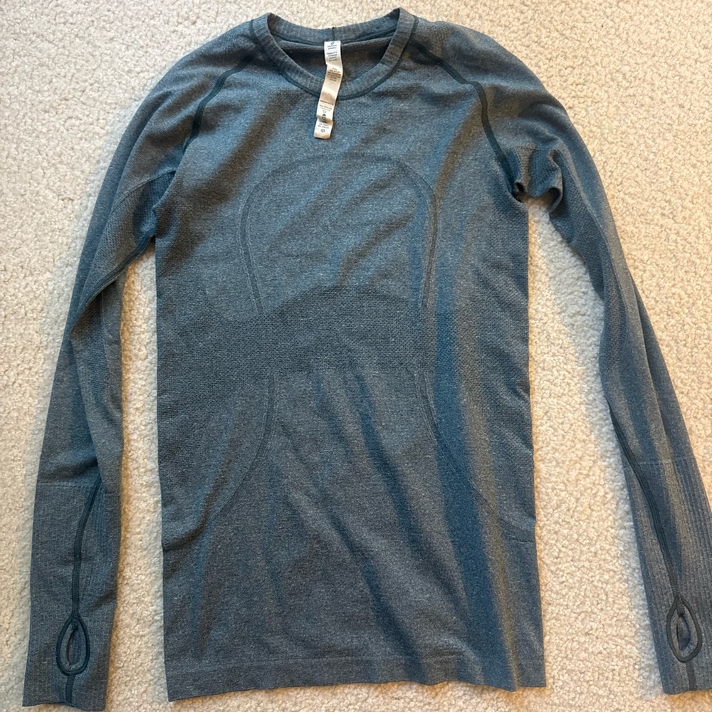 lululemon athletica Long-Sleeve Seamless Crew — Greenish(Dark teal grey)